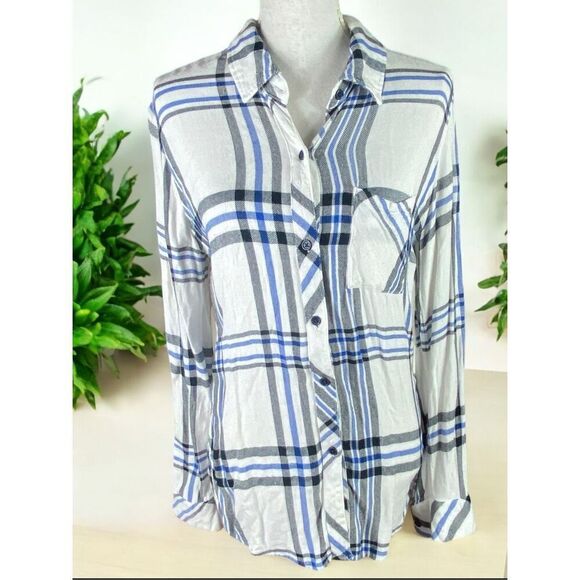 Rails Hunter Indigo Powder Blush Soft Light  Flannel Button Down Shirt Size Smal - Picture 1 of 5